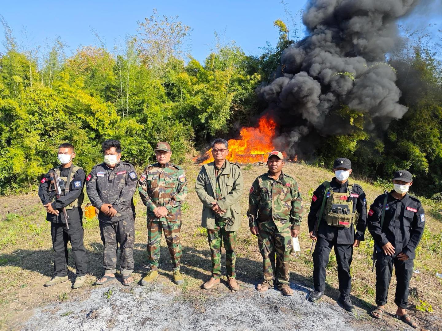ဖမ်းဆီးရရှိသော မူးယစ်ဆေးဝါးများအား မီးရှို့ဖျက်ဆီး