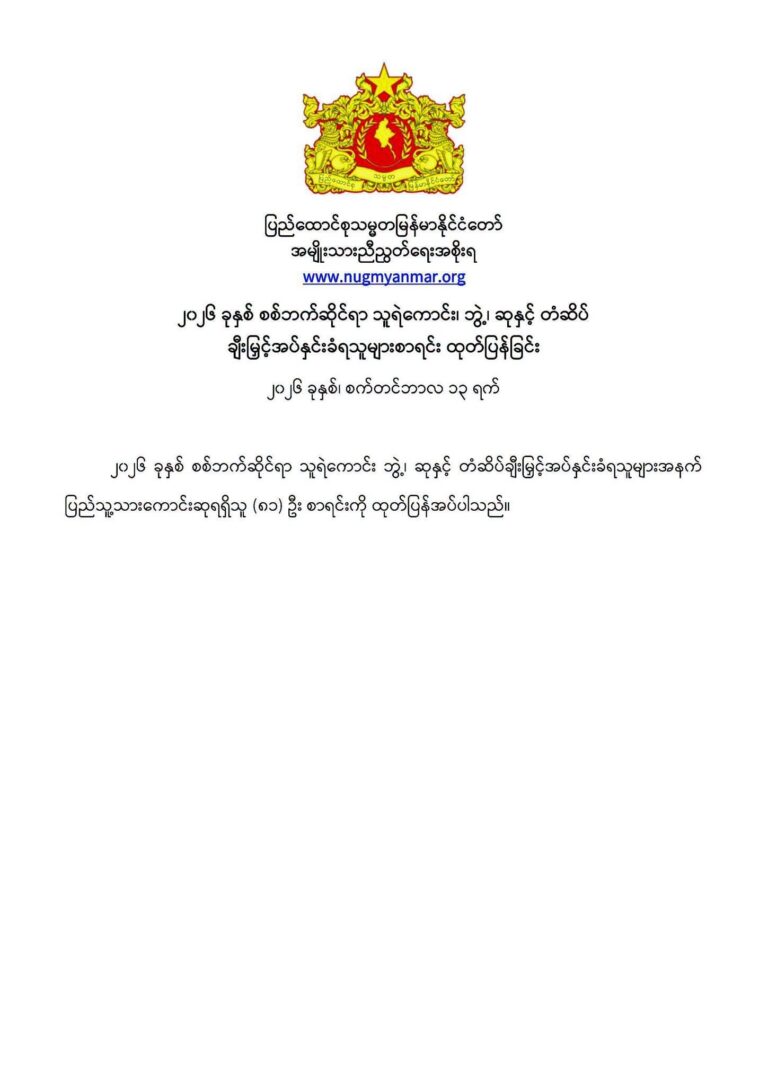 ၂၀၂၆ ခုနှစ် စစ်ဘက်ဆိုင်ရာ သူရဲကောင်း၊ ဘွဲ့၊ ဆုနှင့် တံဆိပ်၆